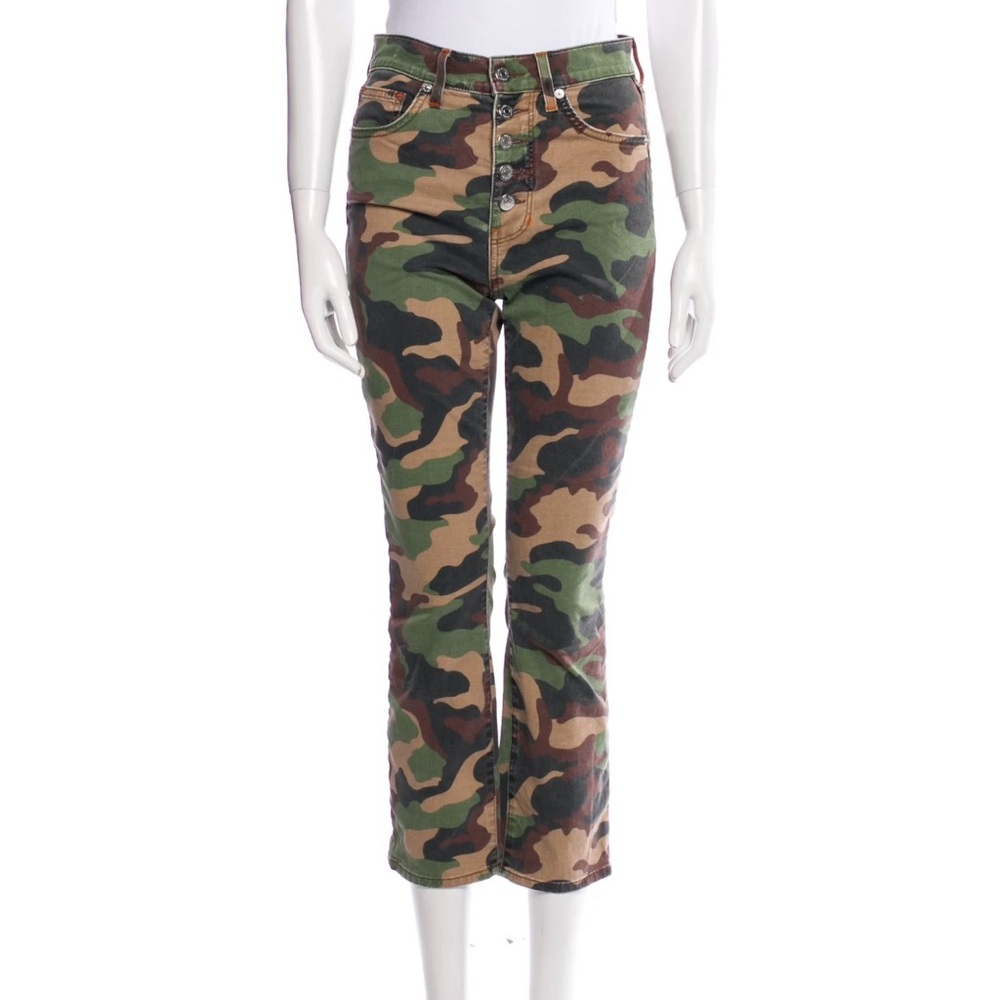 Veronica Bear High-Rise Straight Leg Camo Jeans